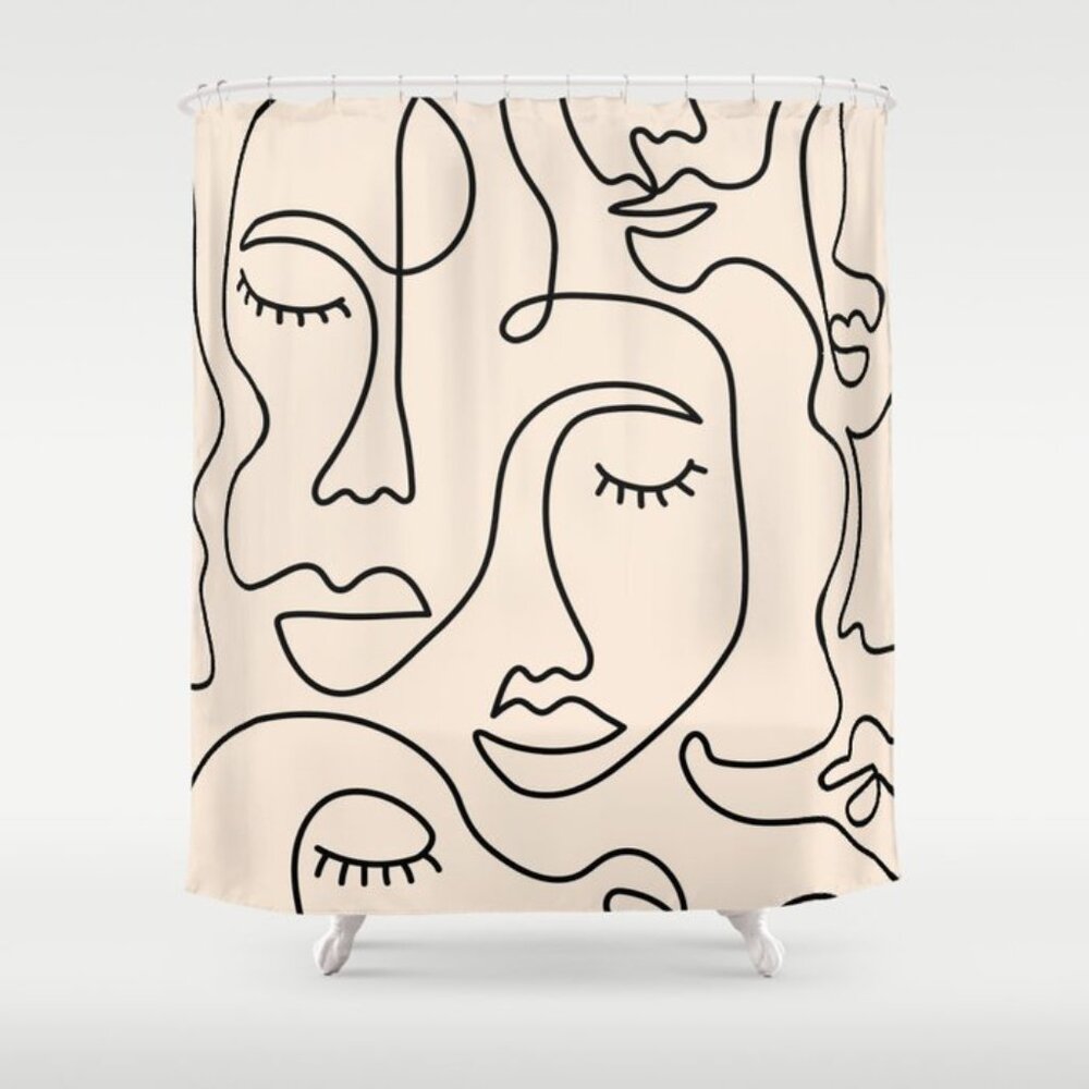 Abstract Art Shower Curtain Minimalist Faces Society6